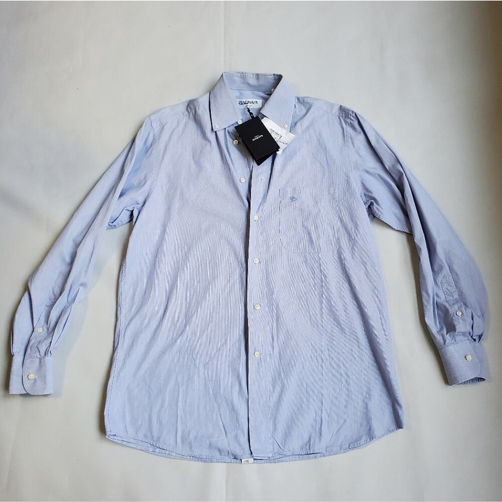 NWT$995 Balmain Distressed Collar Button Down Logo Embossed Long Sleeve Shirt 38
